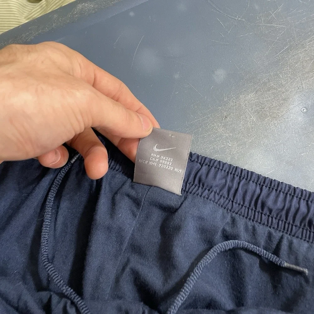 Vtg Y2K Nike Track Pants Mens Large 90s Gray Tag Zip Logo Drawstring Lined 90s